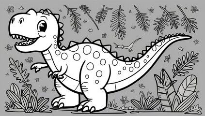Fototapeta premium Coloring page, cute dinosaur