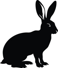 black rabbit silhouette  vector illustration silhouette monochrome style