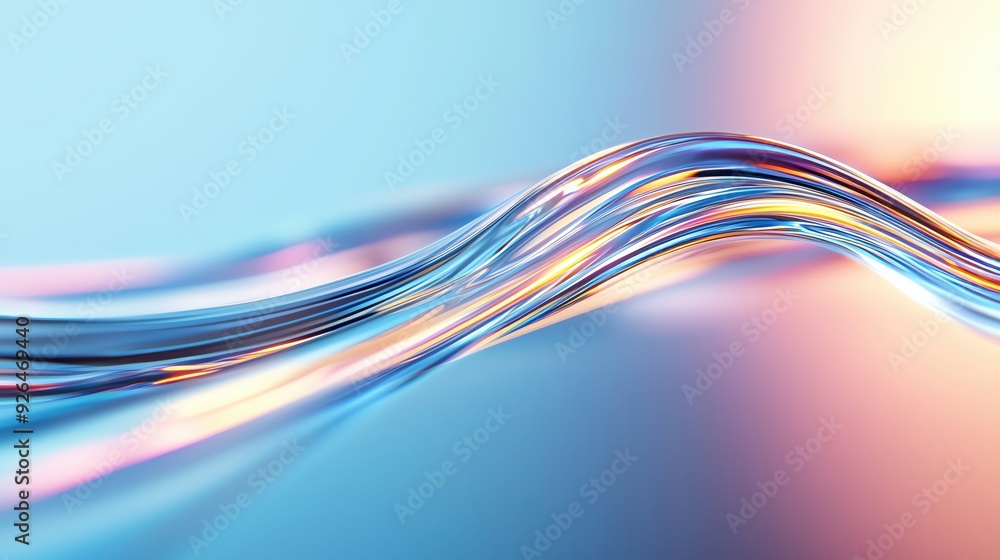 Poster a vibrant and fluid wave of light in blue and pink hues, creating a dynamic and modern abstract back