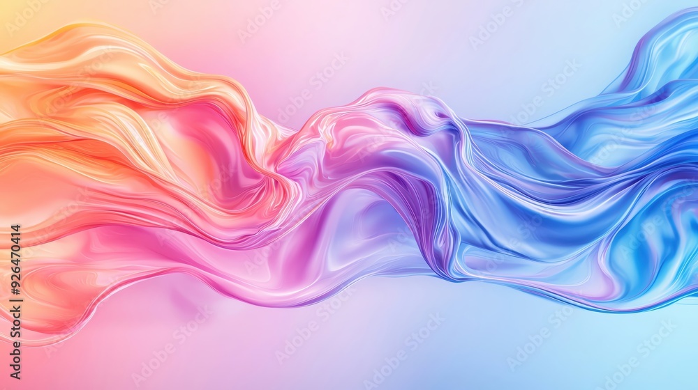 Poster Abstract colorful waves blend seamlessly, creating a vibrant and dynamic visual background for artistic design.