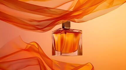 Orange Perfume Bottle With Silk Fabric