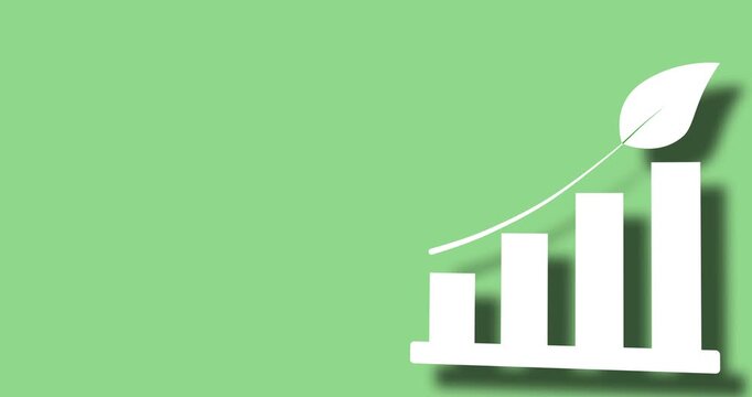 Growth, graphs and ecology business analysis, commercial sustainability and increase in public interest. Abstract, mockup and trending on market research, audience engagement inflation and animation