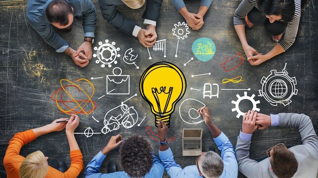 group of innovators brainstorming ideas for a disruptive technology