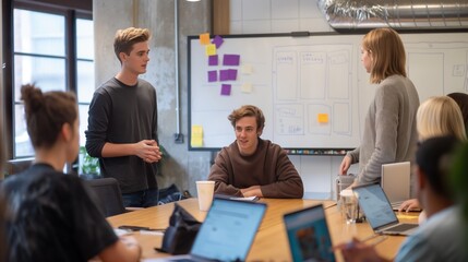 group of startup founders discussing their product roadmap and development timeline