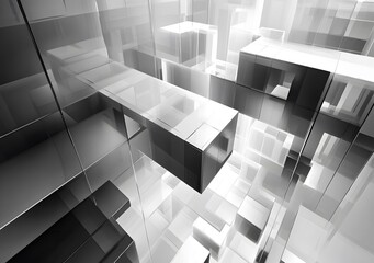 Abstract Geometric Shapes in a 3D Rendered Illustration