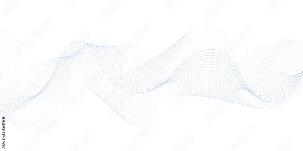 Poster Smooth wave abstract vector background with shadow. background image with dynamic curves.Abstract blue futuristic blend waves lines technology background and sound wave lines on white background.	
