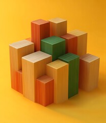 Obraz premium Abstract Geometric Wooden Blocks Background