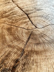 Fototapeta premium Detailed Oak Wood Grain Close-up with Cracks Enhancing Rustic Interior Design Depth