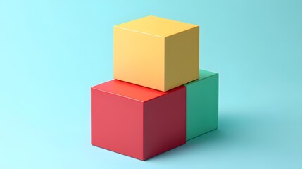 Obraz premium Three Colorful Cubes Minimalist Abstract Background