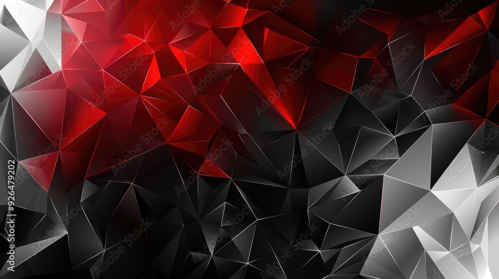 Poster black red low-polygonal background in the form of polygons and white lines between them. ai generati