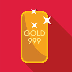 Shiny gold bar is glowing on a red background