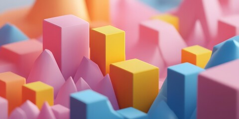 Obraz premium Abstract 3D Geometric Shapes With Vivid Colors