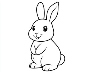 Obraz premium Cute kawaii rabbit outlined in minimalist style on white background for children’s coloring book activity page
