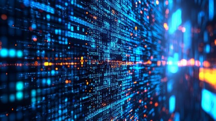 Obraz premium Big data analysis, digital streams of data points, 3D illustration