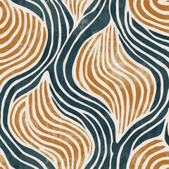 Fototapeta premium Textured Wallpaper Pattern in Organic Geometric Style with Random Pantone Colors and White Lines Reminiscent of Japanese Bohemian Nordic Boho Woodblock Prints