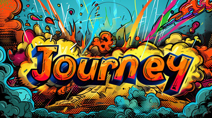 Vibrant graffiti art bursts from the wall, capturing the spirit of adventure and travel with urban energy and excitement
