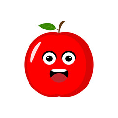Obraz premium red apple icon emoji vector illustration. Illustration apple isolated on white backgrounds