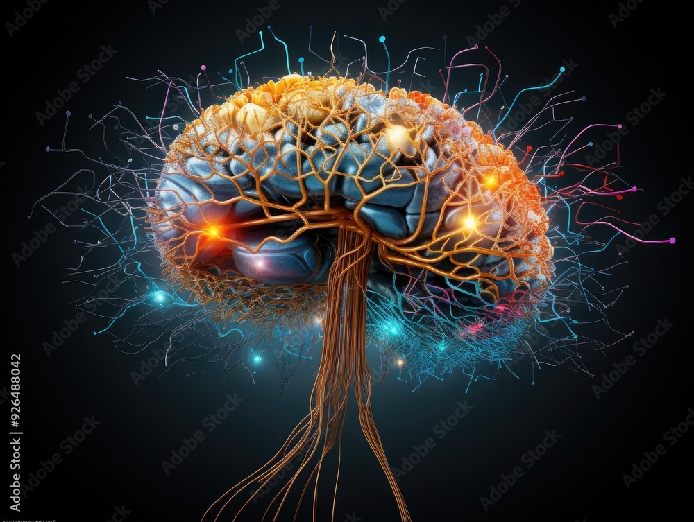 Poster a human brain visualized alongside an ai-powered neural network, symbolizing the partnership between