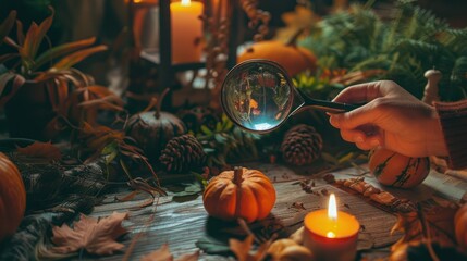 A Halloween scavenger hunt with guests searching for themed items.