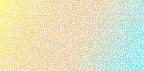 Naklejka premium Abstract Reaction-diffusion Turing pattern natural texture golden gradient color scheme. Linear design with biological shapes. Linear design with biological algorithm psychedelic background. Reaction