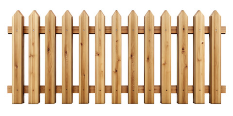  A wooden fence isolated on white background.AI GENERATED