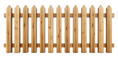  A wooden fence isolated on white background.AI GENERATED