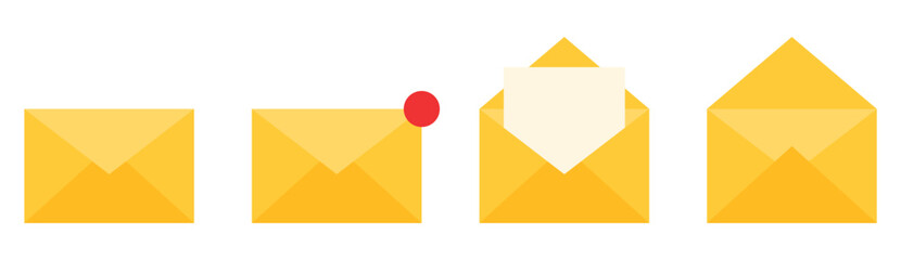 Set of mail envelope icon collection flat Illustration