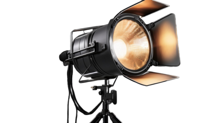 Glowing studio strobe light transparent background