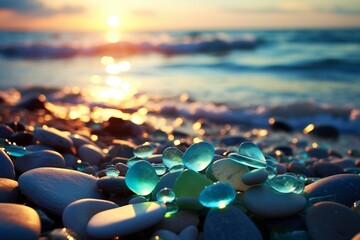 Obraz premium Vibrant close-up of colorful sea glass stones.