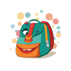 bright vector illustration of a stylized school backpack.Can be used like stickers,classroom decor,stationery decor,puzzles and much more