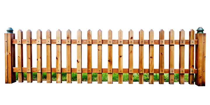  A wooden fence isolated on white background.AI GENERATED