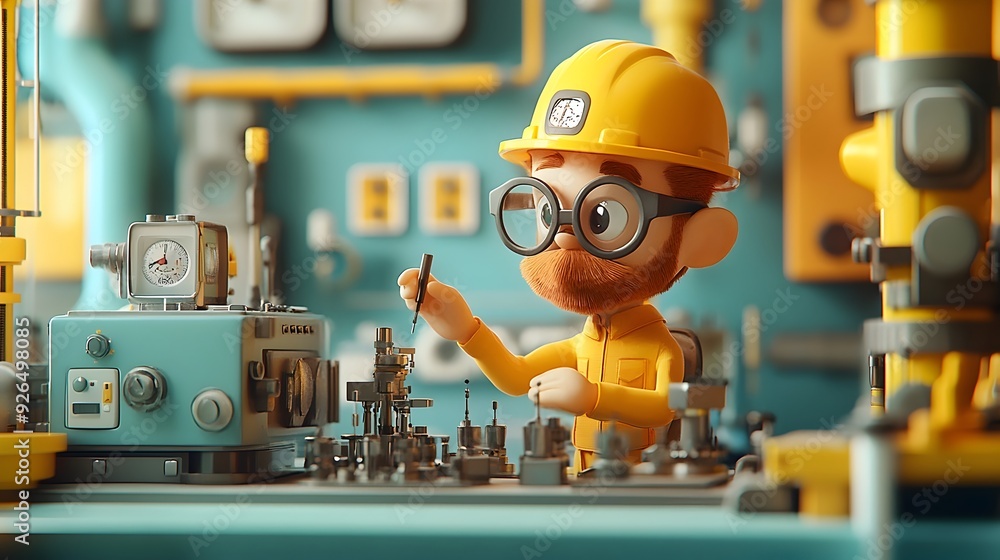Poster the engineer calibrates precision instruments for accurate measurements in industrial process