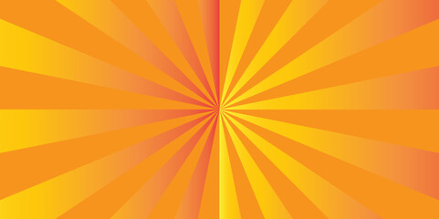 Obraz premium Abstract vector pop art template sunburst sunray comic burst shine gradient orange and red trendy graphic texture background.