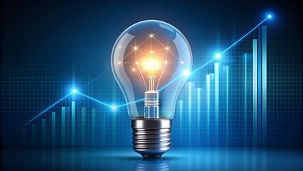Abstract illustration of a light bulb representing ideas above a rising graph, symbolizing growth and innovation in business 