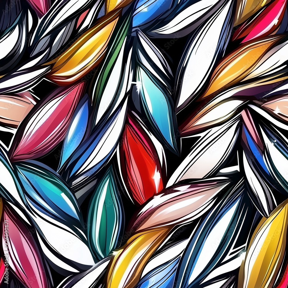 Poster seamless pattern abstract feather-like pattern in vibrant colors