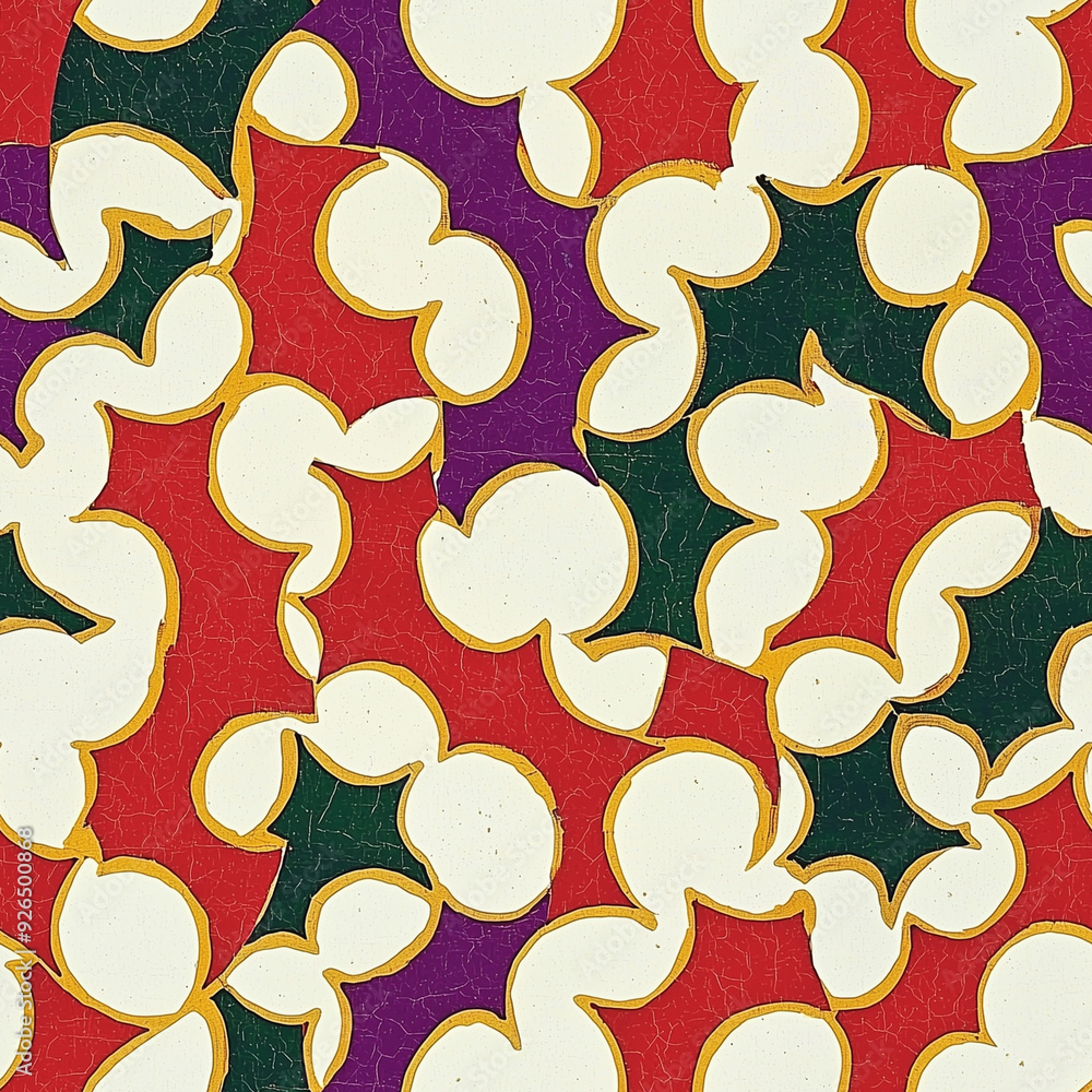 Poster seamless pattern retro teardrop pattern in red, beige, and black