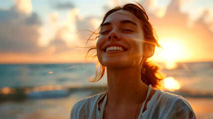 Happy Woman in Sunlight
