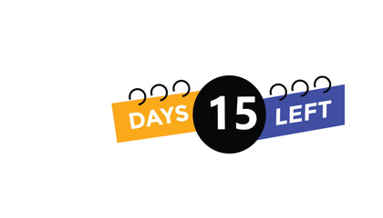 15 days left Countdown number banner templates. time icon. Vector Illustration 
