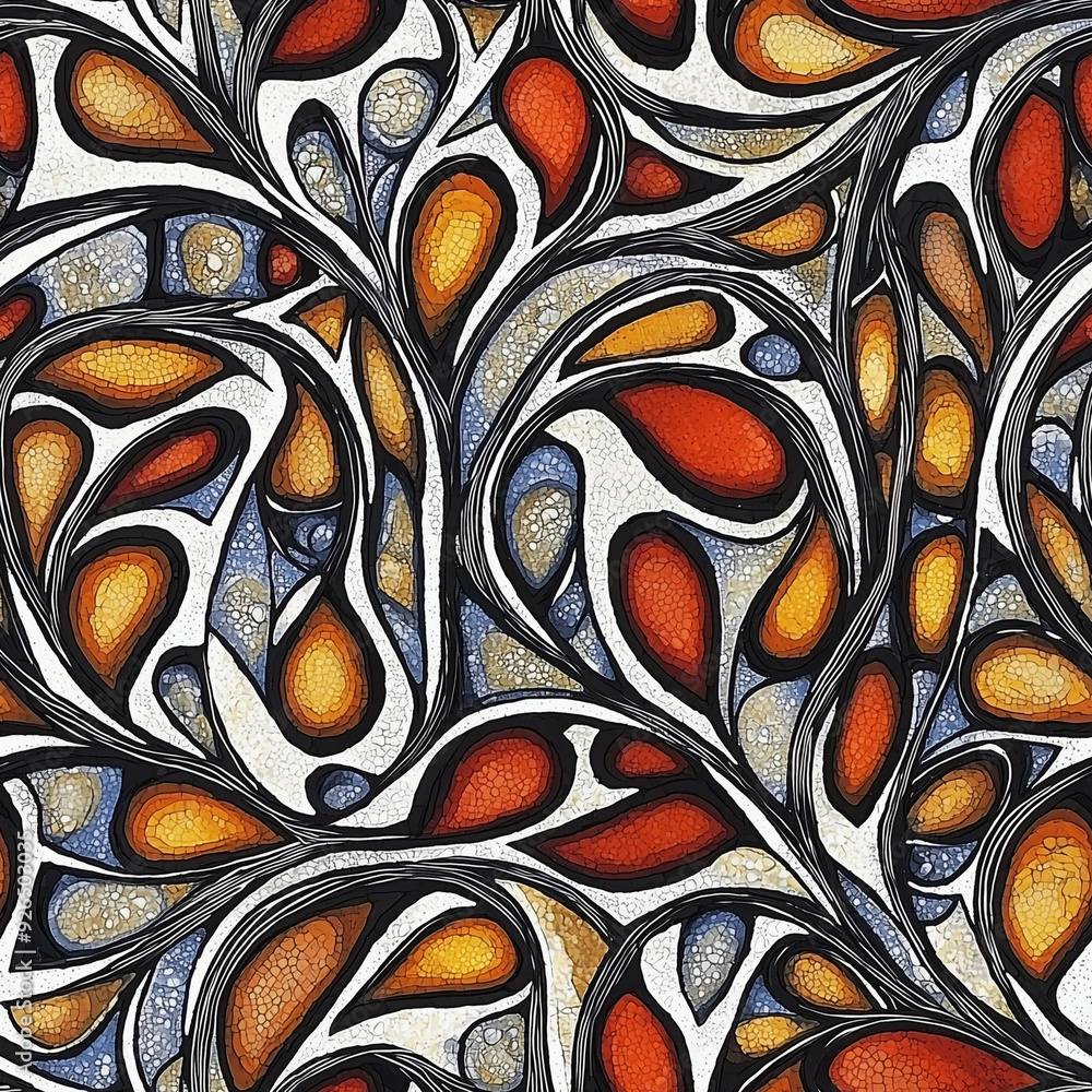 Poster seamless pattern abstract organic pattern with teardrop shapes in earthy tones