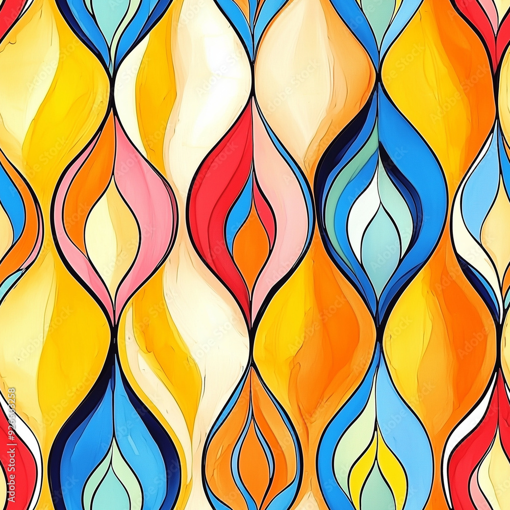 Poster seamless pattern vibrant wavy lines pattern with bold colors