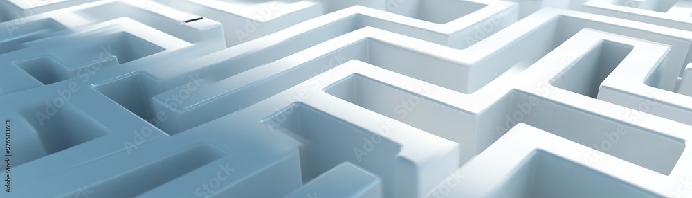 Poster a 3d maze with a search bar hovering above, guiding users to the right path, symbolizing navigation 