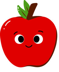 Cute Red Apple Cartoon