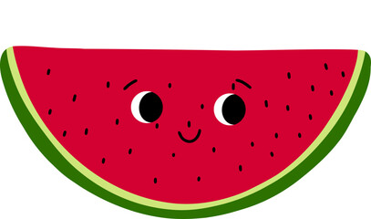 Cute Watermelon Slice Cartoon