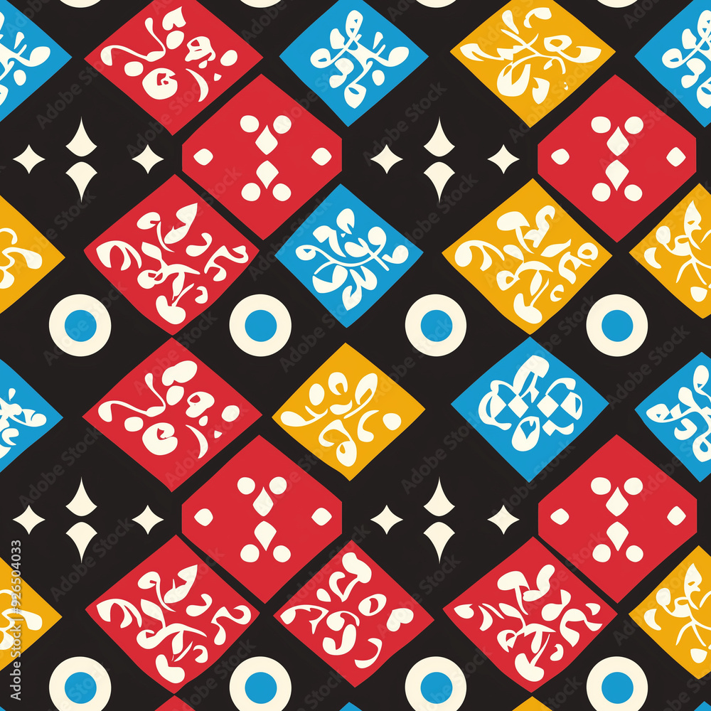 Poster seamless pattern geometric pattern with colorful diamonds