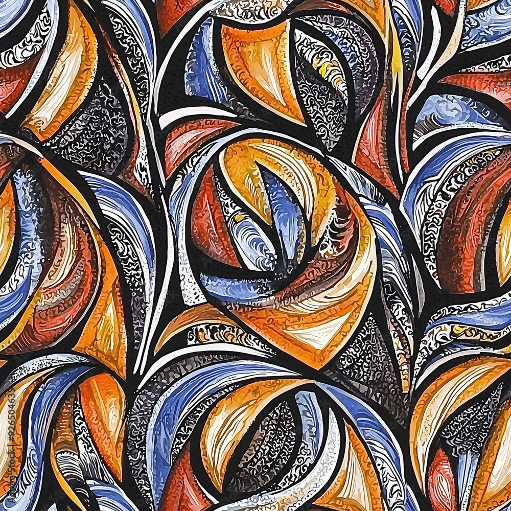 Poster seamless pattern abstract mosaic pattern with warm hues