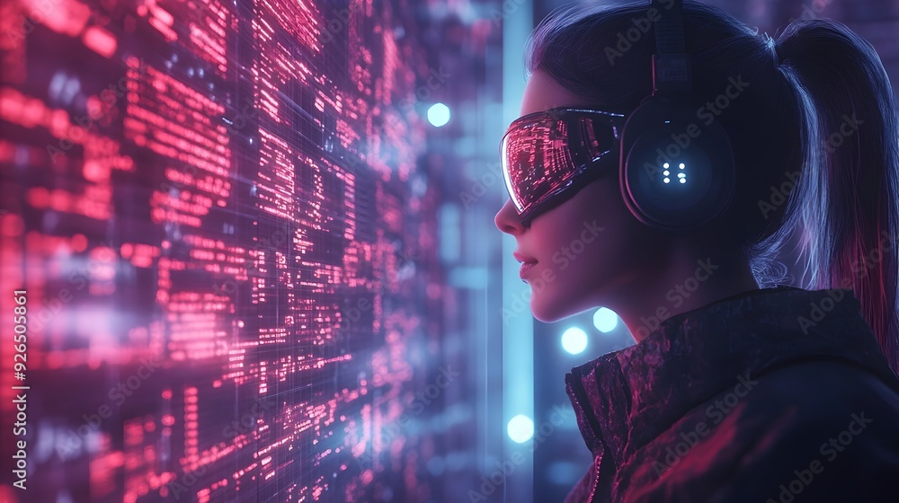 Poster engineer verifying system s redundancy features in 3d rendered industrial setting