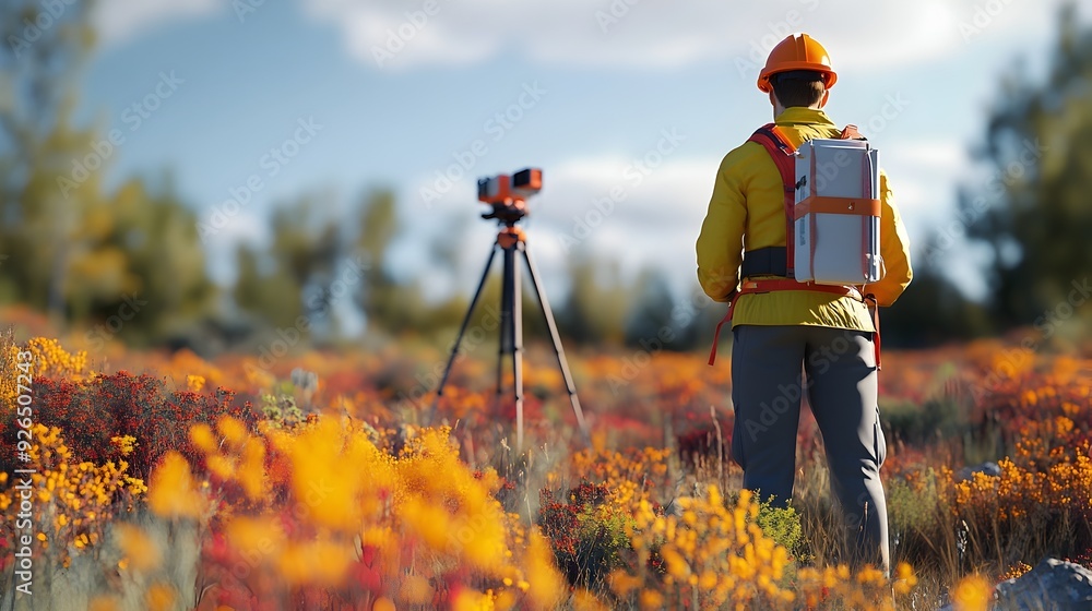 Poster engineer conducting field tests to validate engineering results using 3d rendered technology