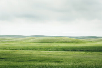Fototapeta premium Rolling Green Hills Under Cloudy Sky