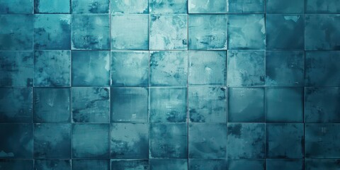 Obraz premium Abstract blue tiled wall with textured squares, creating a calming and artistic visual effect.