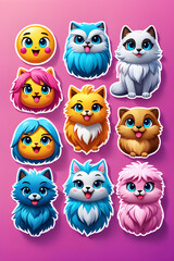 Fototapeta premium Cute cartoon animal character set, funny owl, dog, and baby heads, vector illustration for kids